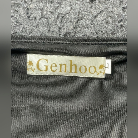 Genhoo draped sleeve sequin Black 3/4 sleeve Lg - Picture 3 of 5